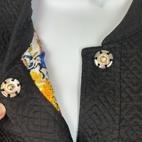 Rebecca Minkoff Black Quilted Moto Jacket Floral Lining Size M - Picture 6 of 14